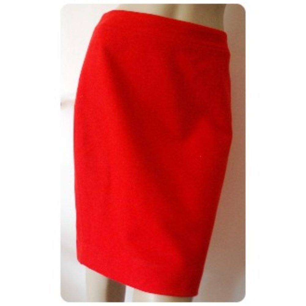 J Crew Red Wool Pencil Skirt Size 4
